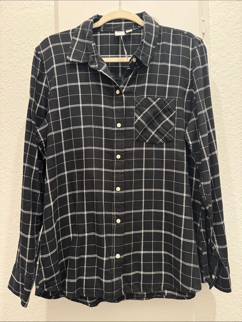 GAP Black Windowpane Plaid Button-Down Shirt